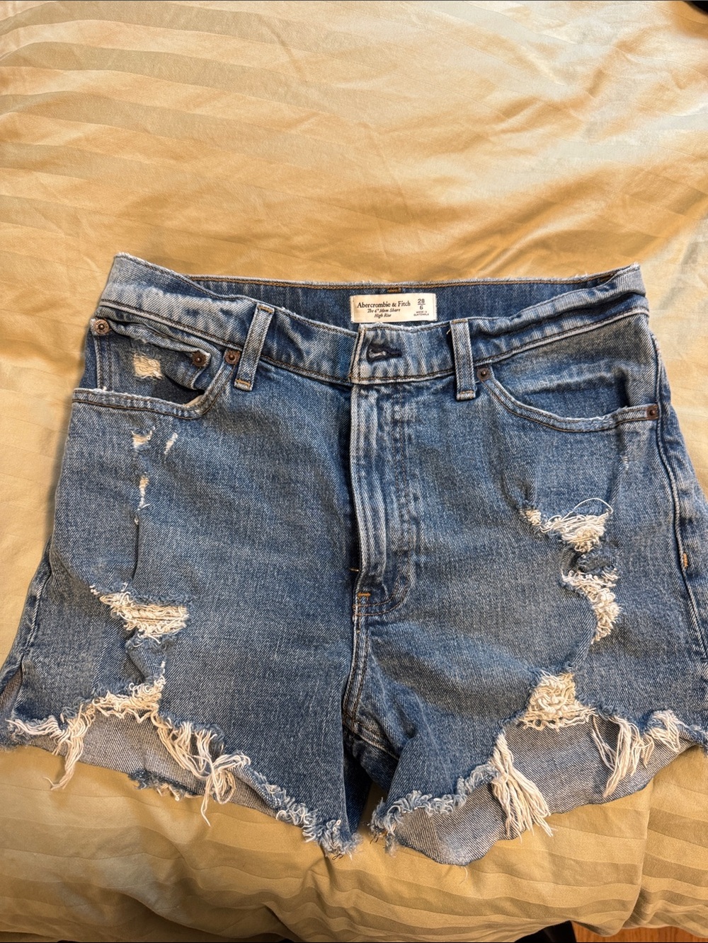 Abercrombie & Fitch Distressed Blue Denim Shorts